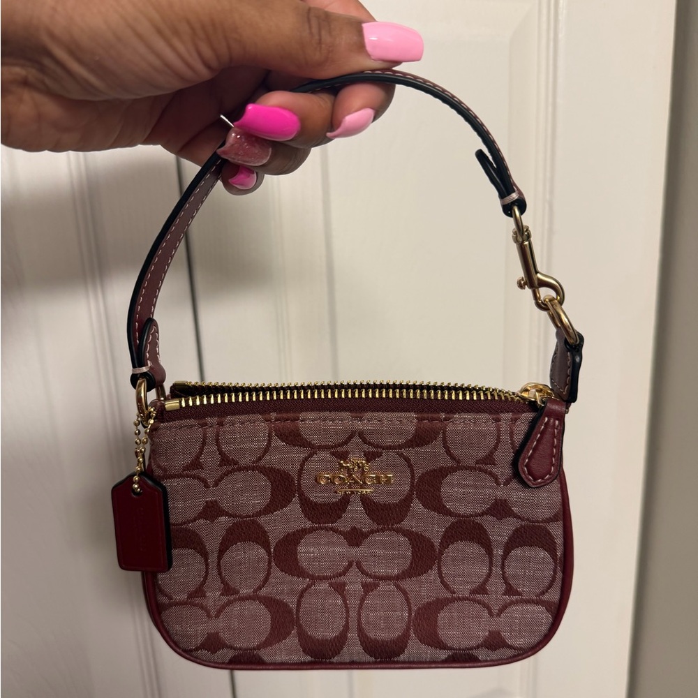 Coach Mini Bag in Burgundy and Gold